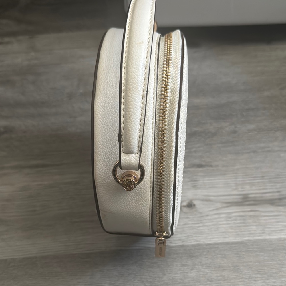 Anne Klein Leather Cream & Tan Woven Crossbody Bag with Top Handle - Picture 12 of 15